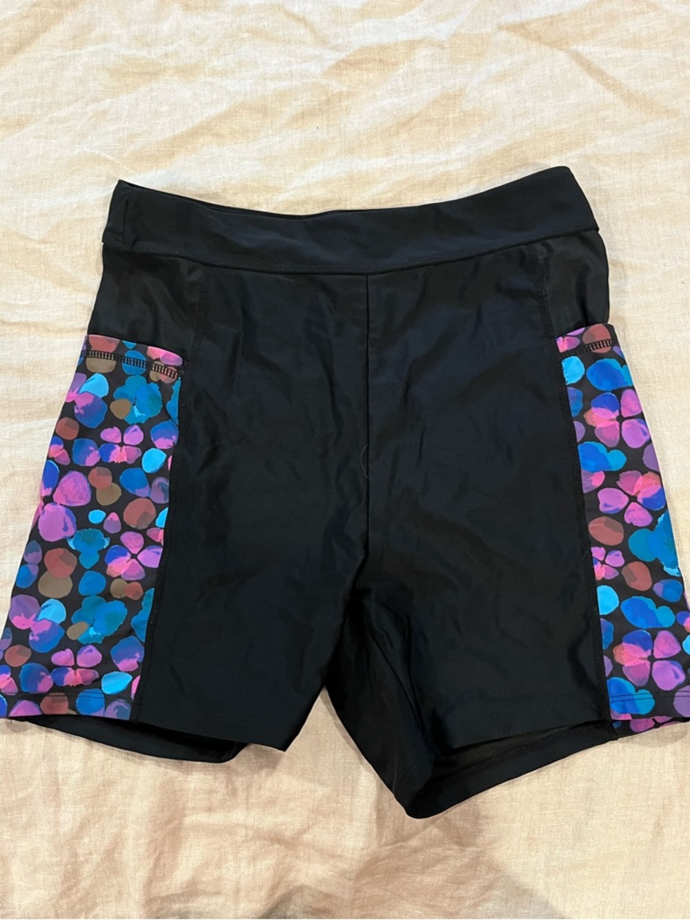 🌈 3/$10 Swim Shorts with Purple & Blue Floral Side Panels